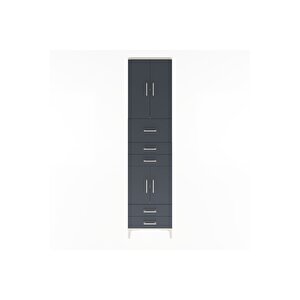 Arges Dolap 4 Raflı 5 Çekmeceli 4 Kapaklı 60x30x243 Aytaşı-antrasit