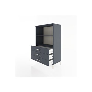 Hyperion Dolap 2 Raflı 3 Çekmeceli 88x44x134 Antrasit-antrasit