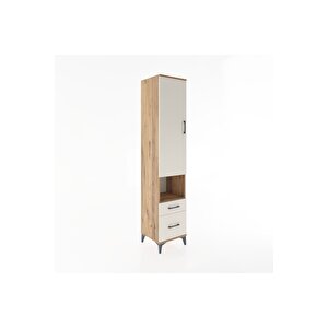 Hyperion Dolap 4 Raflı 2 Çekmeceli Tek Kapaklı 44x44x221 Çam-aytaşı