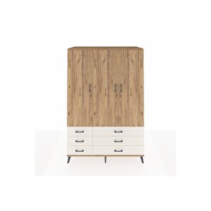 Kronos Dolap 5 Raflı 6 Çekmeceli Tek Askılı 132x59x195 Çam-çam/aytaşı