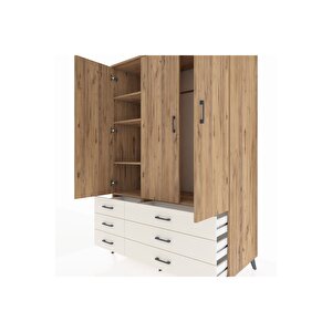 Kronos Dolap 5 Raflı 6 Çekmeceli Tek Askılı 132x59x195 Çam-çam/aytaşı