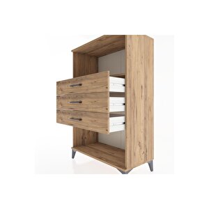 Hyperion Dolap Tek Raflı 3 Çekmeceli 88x44x134 Çam-çam