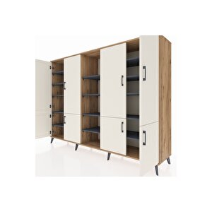Hyperion Dolap 14 Raflı 8 Kapaklı 220x44x163 Çam-aytaşı/antrasit