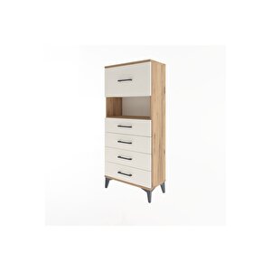 Arges Dolap Tek Raflı 5 Çekmeceli 60x30x134 Çam-aytaşı