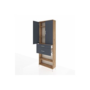 Arges Dolap 4 Raflı 2 Çekmeceli 2 Kapaklı 88x30x243 Çam-antrasit