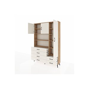 Arges Gardrop 9 Raflı 6 Çekmeceli 3 Kapaklı 132x30x195 Çam-aytaşı