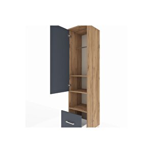 Hyperion Dolap 3 Raflı Tek Çekmeceli Tek Askılı 44x44x195 Çam-antrasit