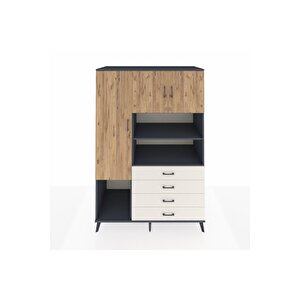 Kronos Dolap 7 Raflı 4 Çekmeceli 3 Kapaklı 132x59x195 Antrasit-çam/aytaşı