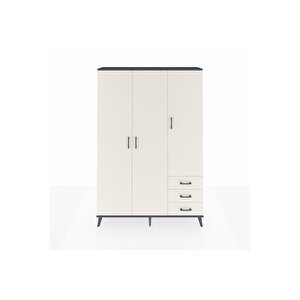 Arges Gardrop 6 Raflı 3 Çekmeceli Tek Askılı 132x30x195 Antrasit-aytaşı