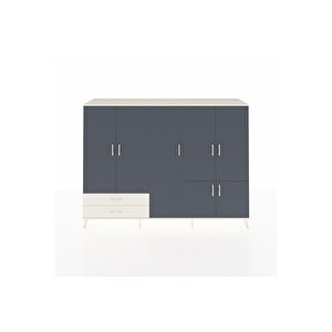 Hyperion Dolap 12 Raflı 2 Çekmeceli 7 Kapaklı 220x44x163 Aytaşı-antrasit/aytaşı