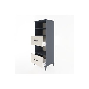 Hyperion Dolap 3 Raflı 2 Çekmeceli 60x44x163 Antrasit-aytaşı