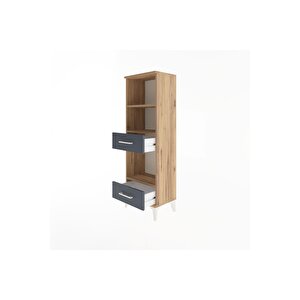 Arges Dolap 3 Raflı 2 Çekmeceli 44x30x134 Çam-antrasit