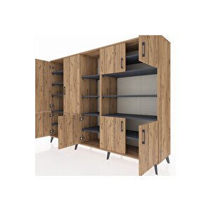 Hyperion Dolap 14 Raflı 9 Kapaklı 220x44x163 Çam-çam/antrasit