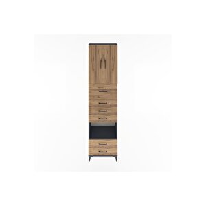 Hyperion Dolap 3 Raflı 6 Çekmeceli 2 Kapaklı 60x44x243 Antrasit-çam