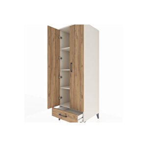 Kronos Dolap 4 Raflı Tek Çekmeceli 2 Kapaklı 60x59x182 Aytaşı-çam