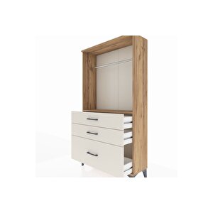 Arges Dolap Tek Raflı 3 Çekmeceli Tek Askılı 88x30x163 Çam-aytaşı