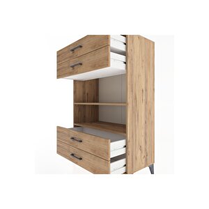 Hyperion Dolap 2 Raflı 4 Çekmeceli 88x44x134 Çam-çam