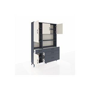 Arges Dolap 9 Raflı 4 Çekmeceli 4 Kapaklı 132x30x195 Antrasit-aytaşı/antrasit