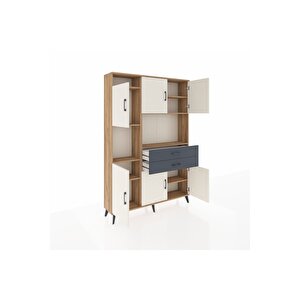 Arges Dolap 8 Raflı 2 Çekmeceli 6 Kapaklı 132x30x195 Çam-aytaşı/antrasit