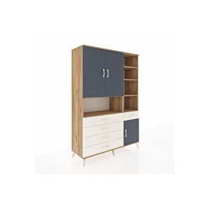 Hyperion Dolap 8 Raflı 5 Çekmeceli 3 Kapaklı 132x44x195 Çam-antrasit/aytaşı