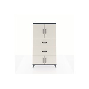 Arges Dolap 2 Raflı 2 Çekmeceli 4 Kapaklı 88x30x163 Antrasit-aytaşı