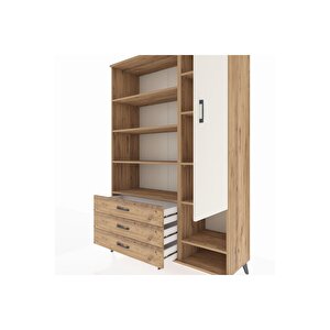 Hyperion Dolap 9 Raflı 3 Çekmeceli Tek Kapaklı  132x44x195 Çam-aytaşı/çam
