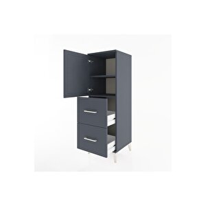 Hyperion Dolap 2 Raflı 2 Çekmeceli Tek Kapaklı 44x44x134 Antrasit-antrasit