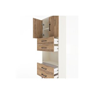 Arges Dolap 3 Raflı 4 Çekmeceli 2 Kapaklı 60x30x163 Aytaşı-çam