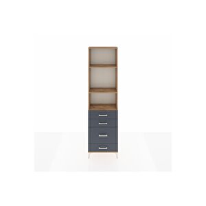 Arges Dolap 3 Raflı 4 Çekmeceli 60x30x221 Çam-antrasit