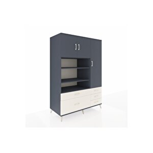 Kronos Dolap 9 Raflı 5 Çekmeceli 3 Kapaklı 132x59x195 Antrasit-antrasit/aytaşı