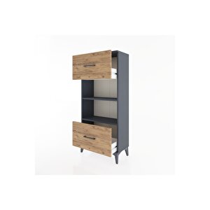 Hyperion Dolap 2 Raflı 2 Çekmeceli 60x44x134 Antrasit-çam