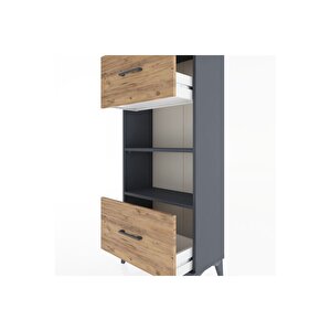 Hyperion Dolap 2 Raflı 2 Çekmeceli 60x44x134 Antrasit-çam