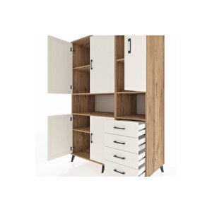 Kronos Dolap 7 Raflı 4 Çekmeceli 5 Kapaklı 132x59x195 Çam-aytaşı/aytaşı