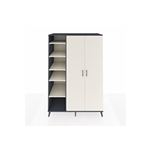 Kronos Dolap 7 Raflı 2 Kapaklı Tek Askılı 132x59x195 Antrasit-aytaşı/aytaşı