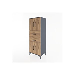 Hyperion Dolap 3 Raflı 2 Çekmeceli 4 Kapaklı 60x44x163 Antrasit-çam