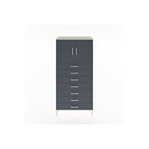 Hyperion Dolap Tek Raflı 7 Çekmeceli 2 Kapaklı 88x44x182 Aytaşı-antrasit