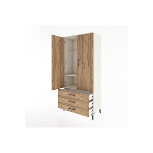 Hyperion Dolap 2 Raflı 3 Çekmeceli Tek Askılı 88x44x195 Aytaşı-çam