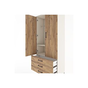 Hyperion Dolap 2 Raflı 3 Çekmeceli Tek Askılı 88x44x195 Aytaşı-çam