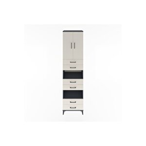 Hyperion Dolap 4 Raflı 6 Çekmeceli 2 Kapaklı 60x44x243 Antrasit-aytaşı