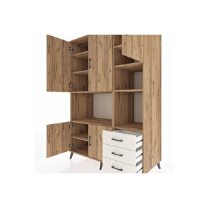 Kronos Dolap 9 Raflı 3 Çekmeceli 5 Kapaklı 132x59x195 Çam-çam/aytaşı