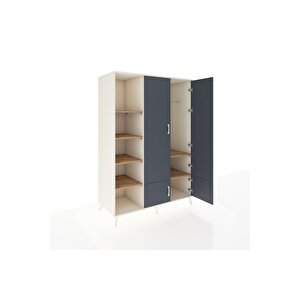 Kronos Dolap 6 Raflı 4 Kapaklı Tek Askılı 132x59x195 Aytaşı-antrasit/çam