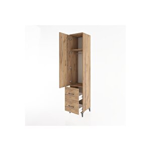 Hyperion Dolap 2 Raflı 2 Çekmeceli Tek Askılı 44x44x221 Çam-çam