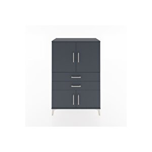 Hyperion Dolap 2 Raflı 2 Çekmeceli 4 Kapaklı 88x44x134 Antrasit-antrasit