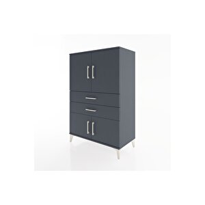 Hyperion Dolap 2 Raflı 2 Çekmeceli 4 Kapaklı 88x44x134 Antrasit-antrasit