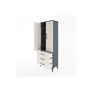 Arges Dolap 4 Raflı 3 Çekmeceli 2 Kapaklı 60x30x163 Antrasit-aytaşı