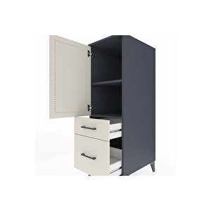 Kronos Dolap 2 Raflı 2 Çekmeceli Tek Kapaklı 44x59x134 Antrasit-aytaşı