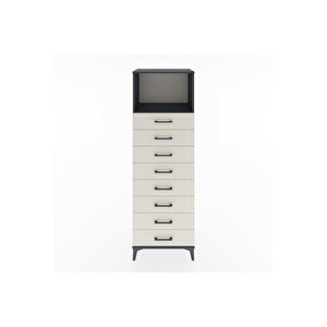Hyperion Dolap Tek Raflı 8 Çekmeceli 60x44x182 Antrasit-aytaşı