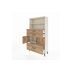 Arges Dolap 3 Raflı 3 Çekmeceli 2 Kapaklı 88x30x163 Aytaşı-çam