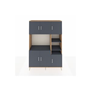 Hyperion Gardrop 10 Raflı 6 Kapaklı 132x44x195 Çam-antrasit