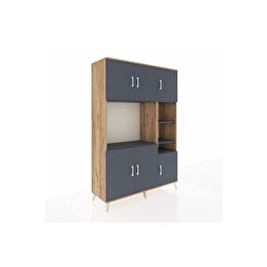 Hyperion Gardrop 10 Raflı 6 Kapaklı 132x44x195 Çam-antrasit